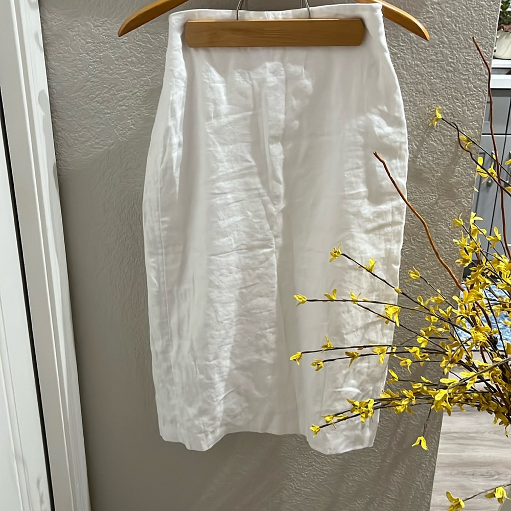 Abercrombie & Fitch Linen Blend White Midi Skirt